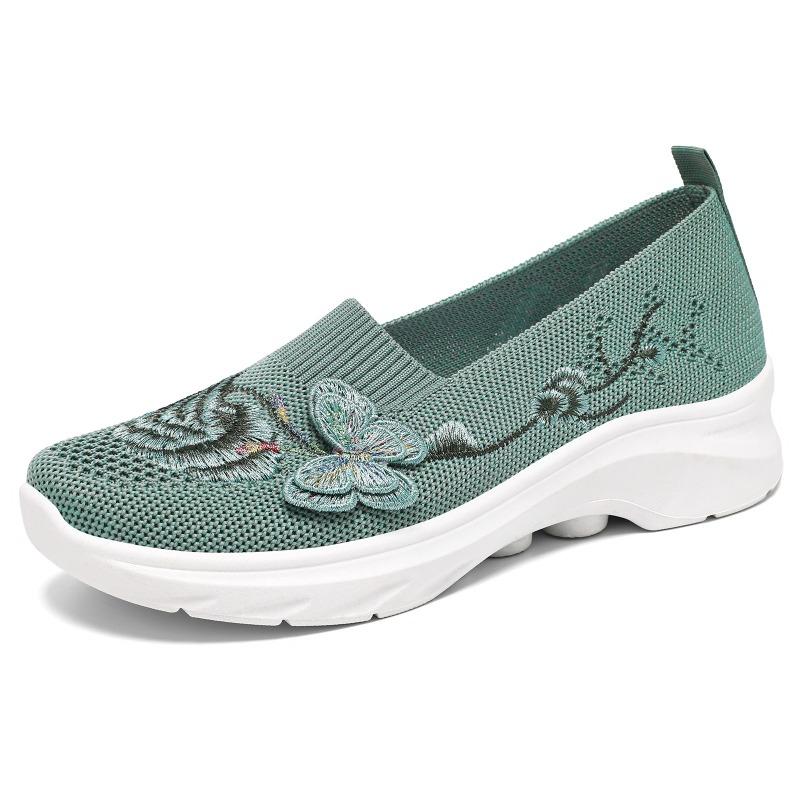 Shoes women's shoes new TEMU large size single shoes embroidered fashion casual shoes flying woven breathable lazy shoes wholesale