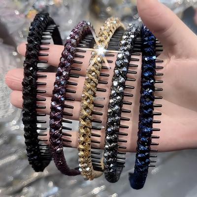 Fascia dentata da donna alla moda 2025 con strass - Stile lusso leggero