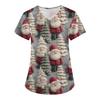Women's Fashion V-Neck Short Sleeve Overalls With Pockets Christmas Printed Tops  Clothes