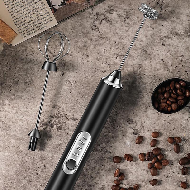 Milk Frother Handheld Electric Foam Maker Egg Beater Rechargeable 3 Speed Adjustable Foam Maker for Lattes Coffee Kitchen Tool