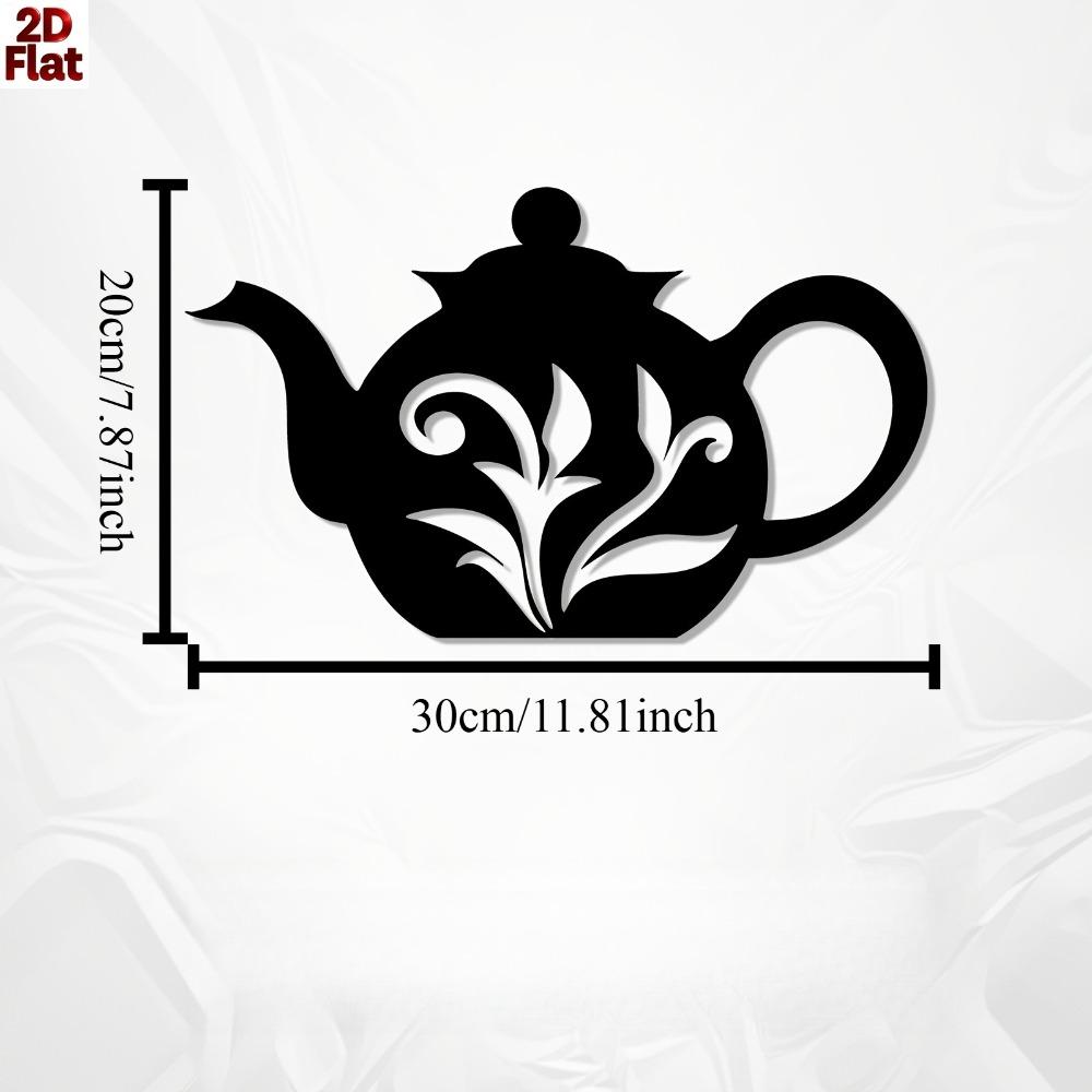 Teapot Floral Metal Wall Art, Powder Coated Iron Statue Mural for Easter Mothers Day Tea Lover, Kitchen Garden Fence Home Outdoor Decor 12in