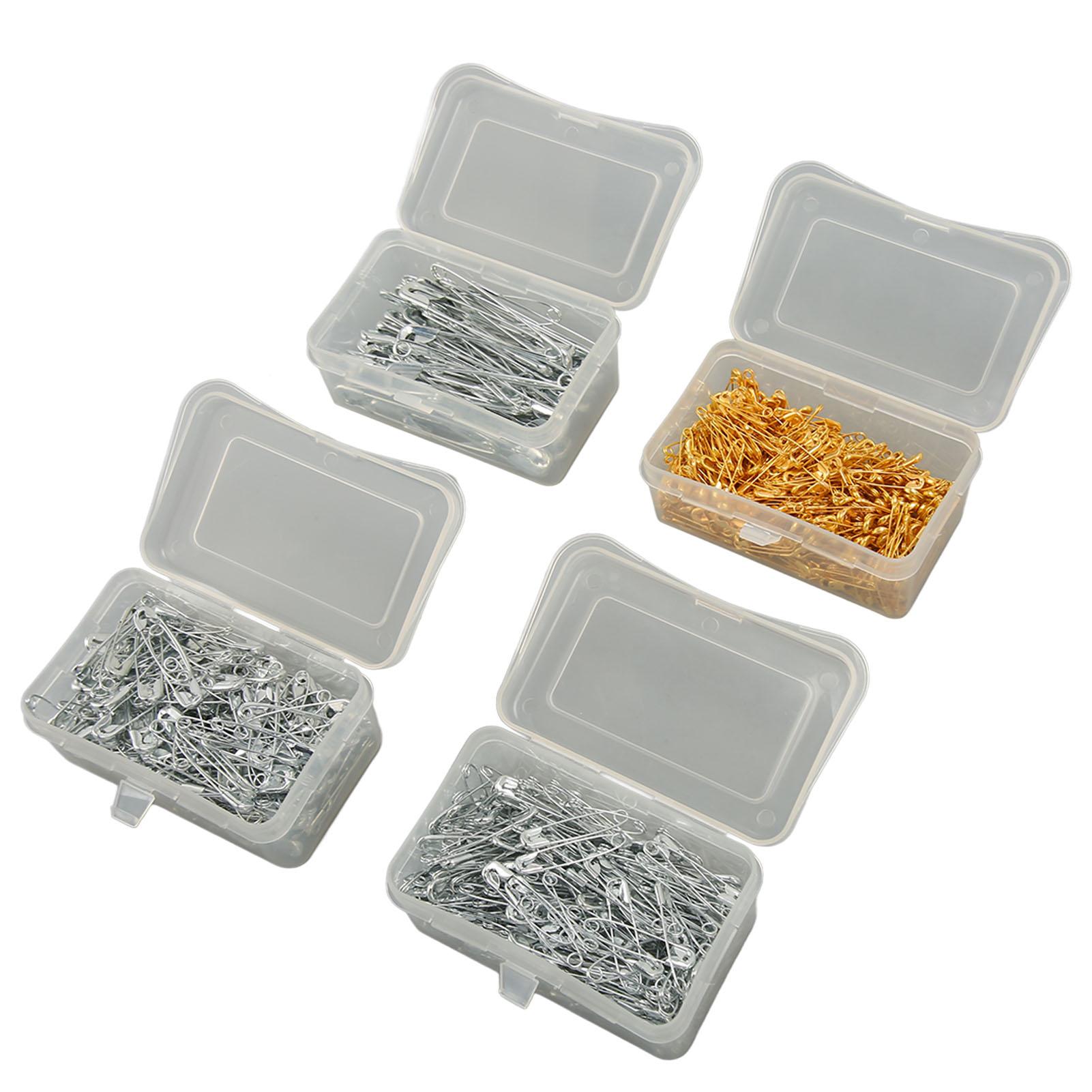 

4 коробки металлических булавок безопасности из нержавеющей стали, ассорти, маленькие и большие булавки безопасности, крепежные булавки для