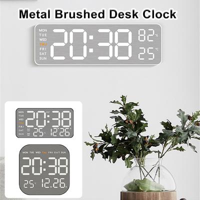 ABS Große Digitale Wanduhr Woche Datum Temperaturanzeige Tisch LED Wecker Helligkeit Einstellbar 12/24H Schlummer Wecker