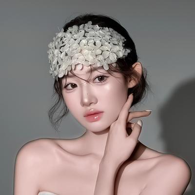 Französisches Retro-Stirnband für Mädchen Handgefertigtes Weißes Blütenblatt-Stirnband Elegante Blume Hochzeit Haarkrone Damen Trendige Haaraccessoires