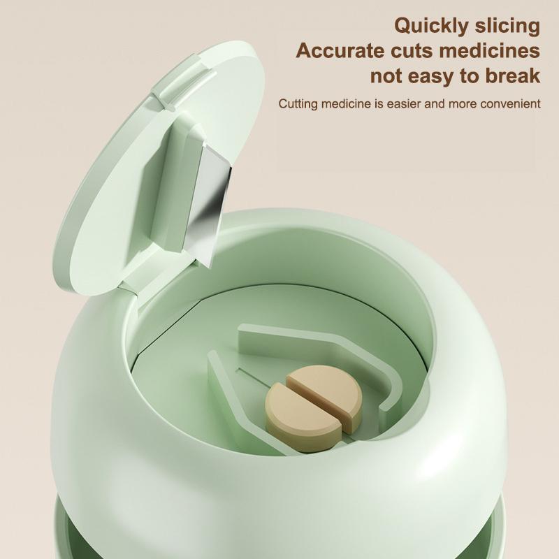 2-in-1 Portable Pill Grinder and Cutter – Multifunctional Dispensing Organizer with Stainless Steel Blade