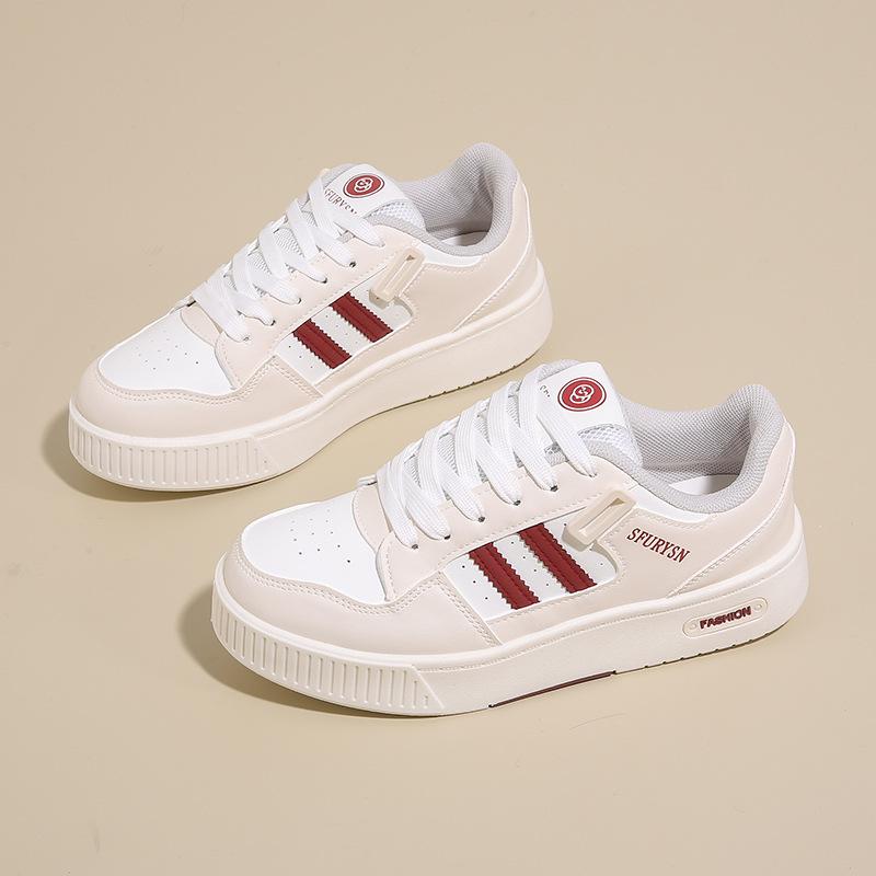 

инс корейская версия новых маленьких белых туфель женские 2025 осень студенческие спортивные кроссовки повседневная обувь высота платформы увеличение HB505 40 бежевый