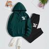 Unisex American Style Velvet Hoodie Set with Letter Print