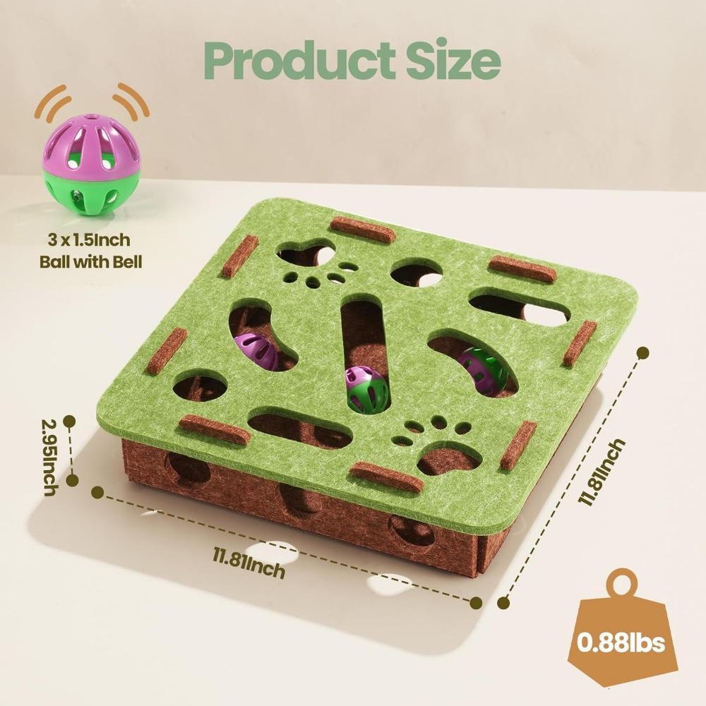 Interactive Cat Toy Puzzle Toys for Indoor Cats Felt Maze Box Kittern Toys Pet Cat Games Self Play Fun Exercise Hide Seek Moving Cat Toy