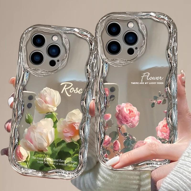 Full Screen Roses Suitable for IPhone16 Mobile Phone Case Apple 15promax Electroplated Cream Silver 17 Anti Fall 14