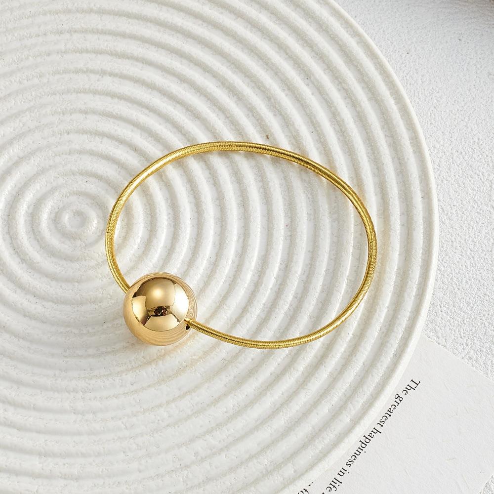 1PCS Gold and Silver Spherical Elastic Hair Rope High-end Sweet Cool Hair Ring Does Not Hurt The Hair Ball Low Ponytail Hair Rope Hair Accessories