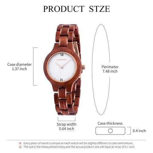 BOBO BIRD 2021 New Women's Handmade Wooden Watch, Exquisite Lightweight Watch (Red Sandalwood)
