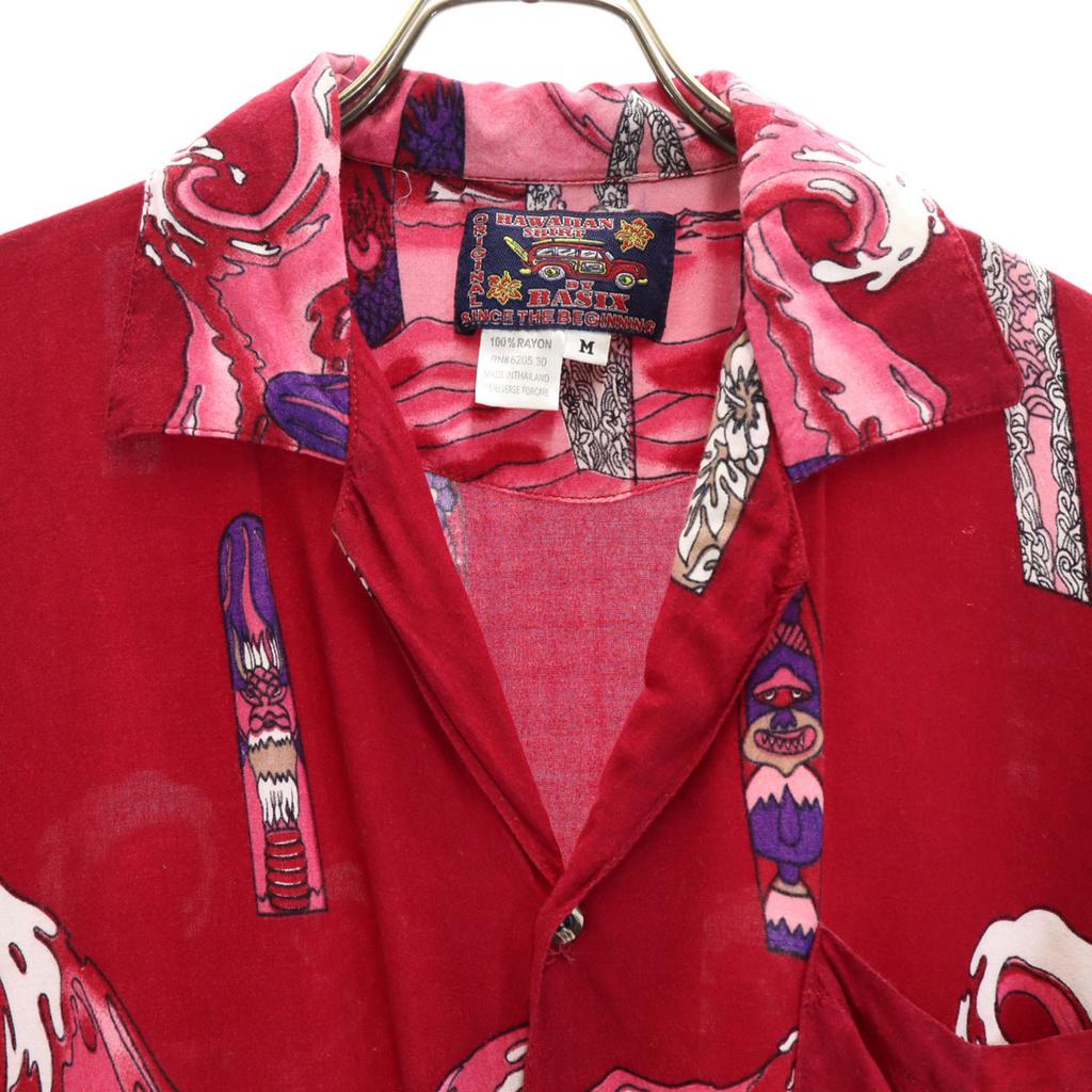BASIX Overall handle Short sleeve Open collar Aloha shirt M Red series Men's Used