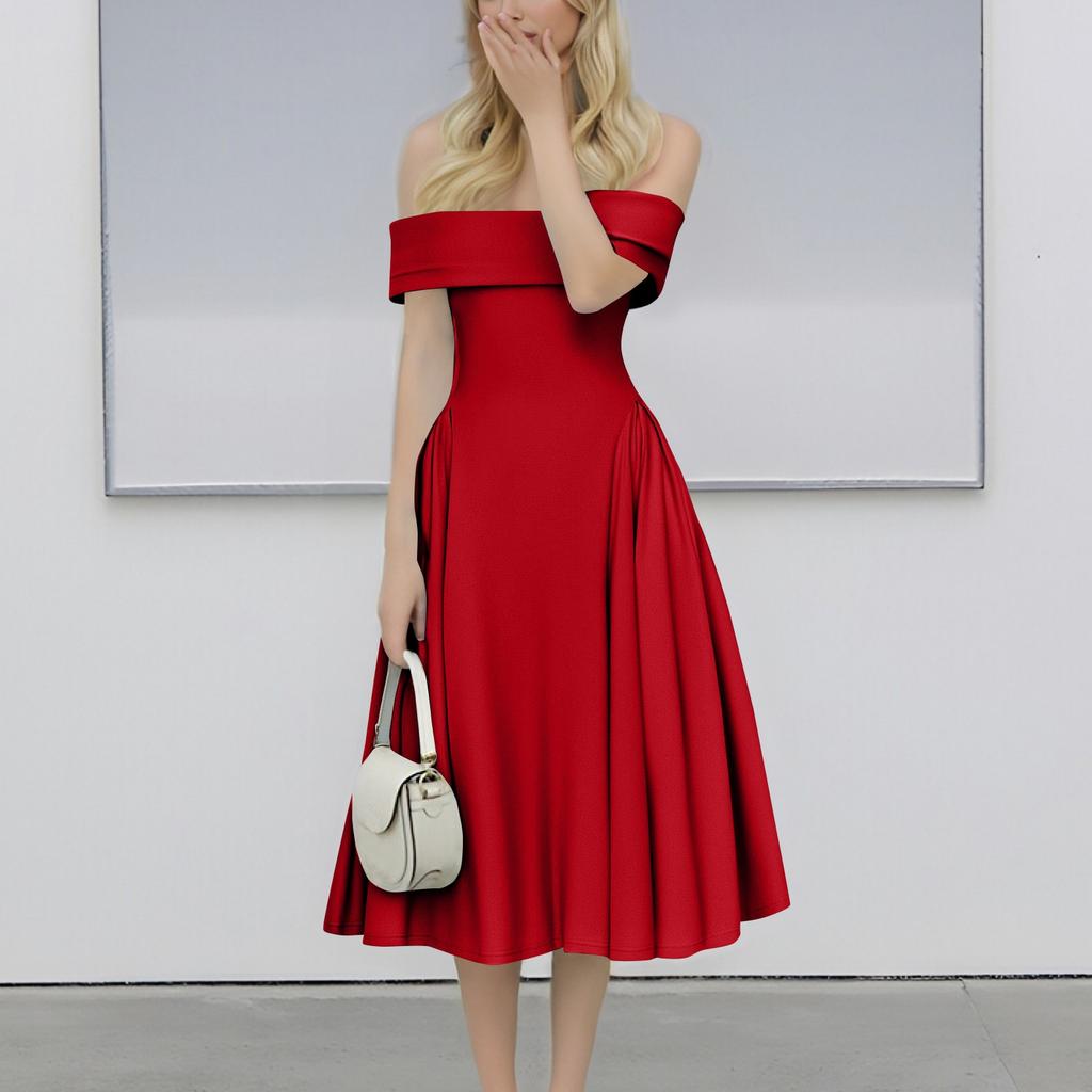 Sexy One-shoulder Back Elegant Color Tube Top Dress For Women