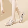 Women's summer outerwear next spring, new transparent rhinestone platform crystal thick heel fairy style women's sandals