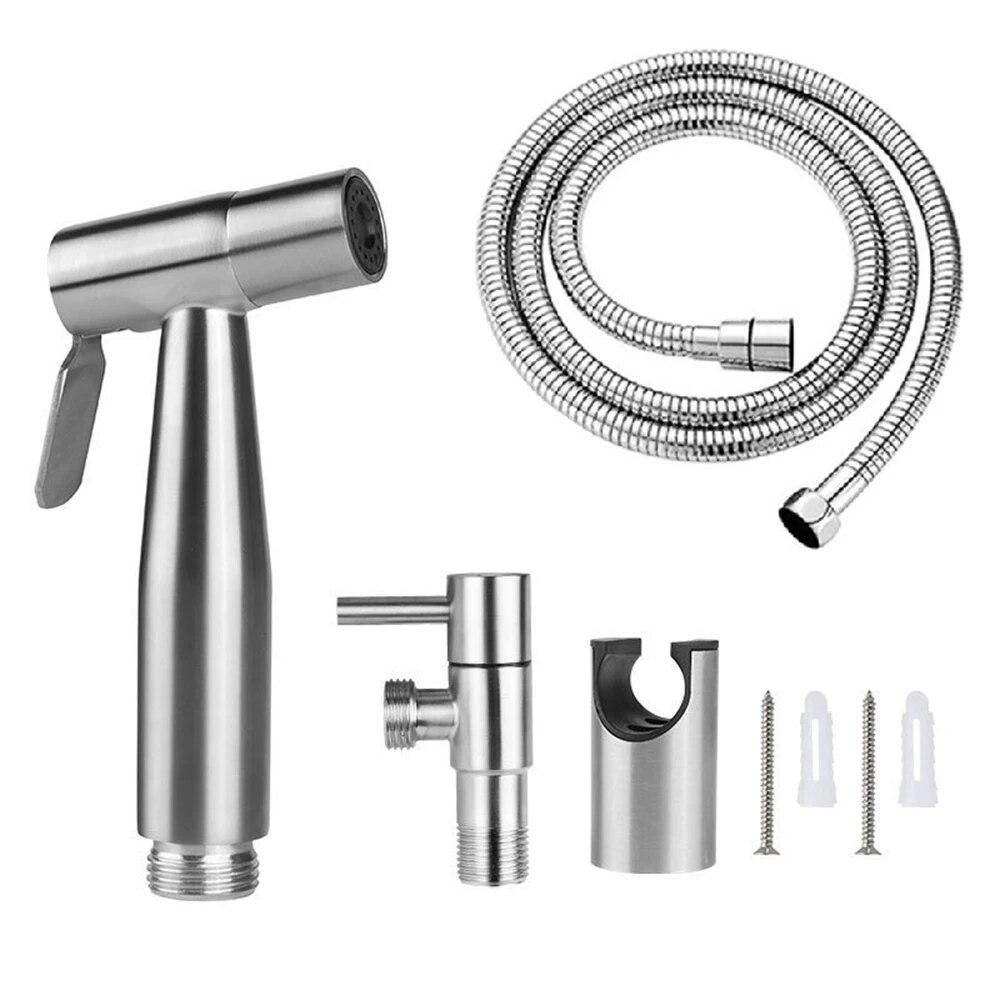 4pc/Set Portable Bidet Toilet Sprayer Bidet Shower Faucet Stainless Steel Woman Cleaning Head Anal Tap Wash Bathroom Accessories