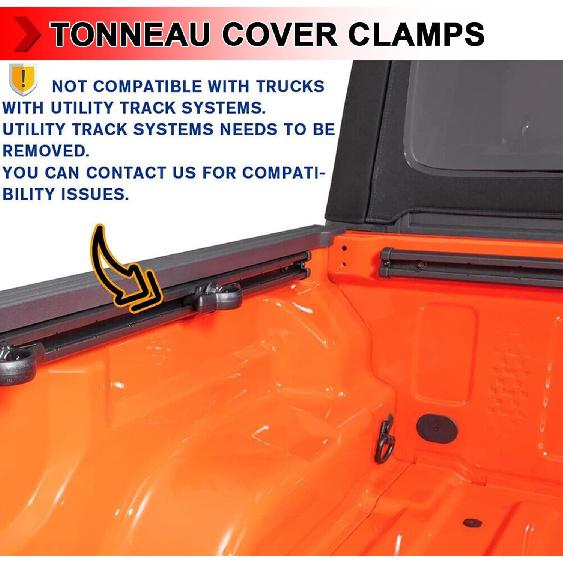 Rear Clamp Universal Replacement Parts for Hard Folding or Soft Folding Tonneau Cover, Truck Bed Tonneau Cover Clamp, 4 Pcs