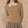 Square Neck Bolero Style Slim Rib Knit Zb11qk030on