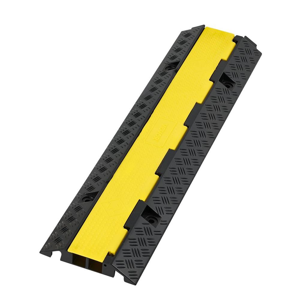 Cable Protector Ramp, 9,979 Kg/axle Capacity, 2 Channel Heavy Duty Rubber Cord Hose Wire Cover, 32 X 31 Mm Channel, Traffic Speed Bump with Flip-Open