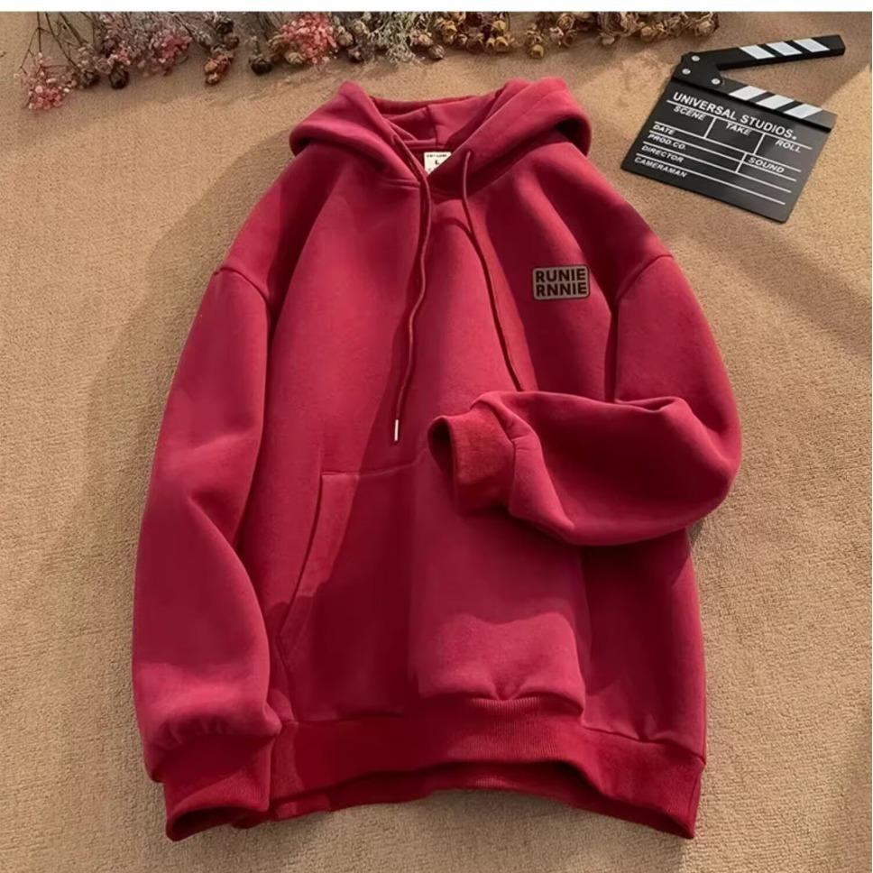 Oversized American Heavyweight Hoodie with Velvet Lining for Men - Autumn/Winter Teen Sweatshirt Jacket M