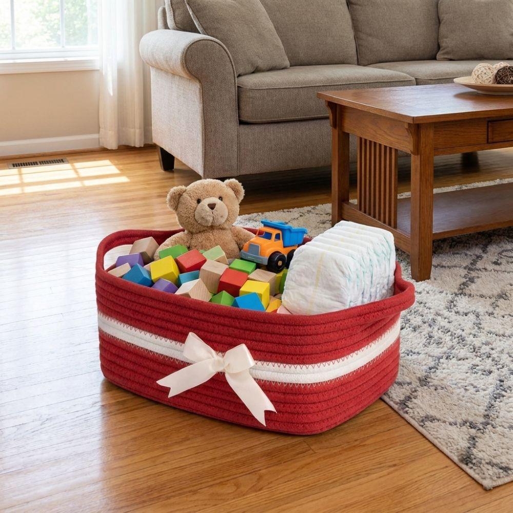 Large Capacity Woven Storage Basket Space Saving Snack Basket Cosmetic Storage Basket Makeup