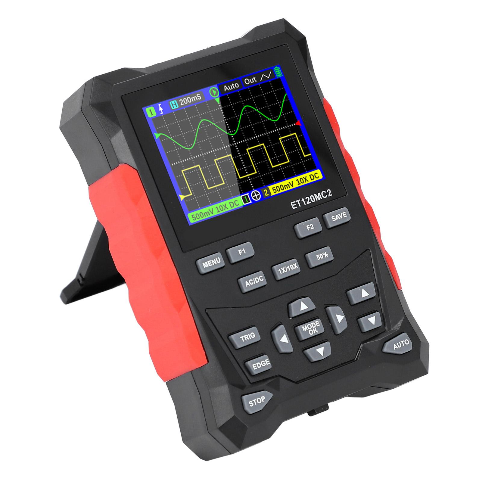 

Портативний осцилограф 2 канали 120 МГц смуга пропускання 500 MSaS частота дискретизації 2,4 дюйма TFT екран