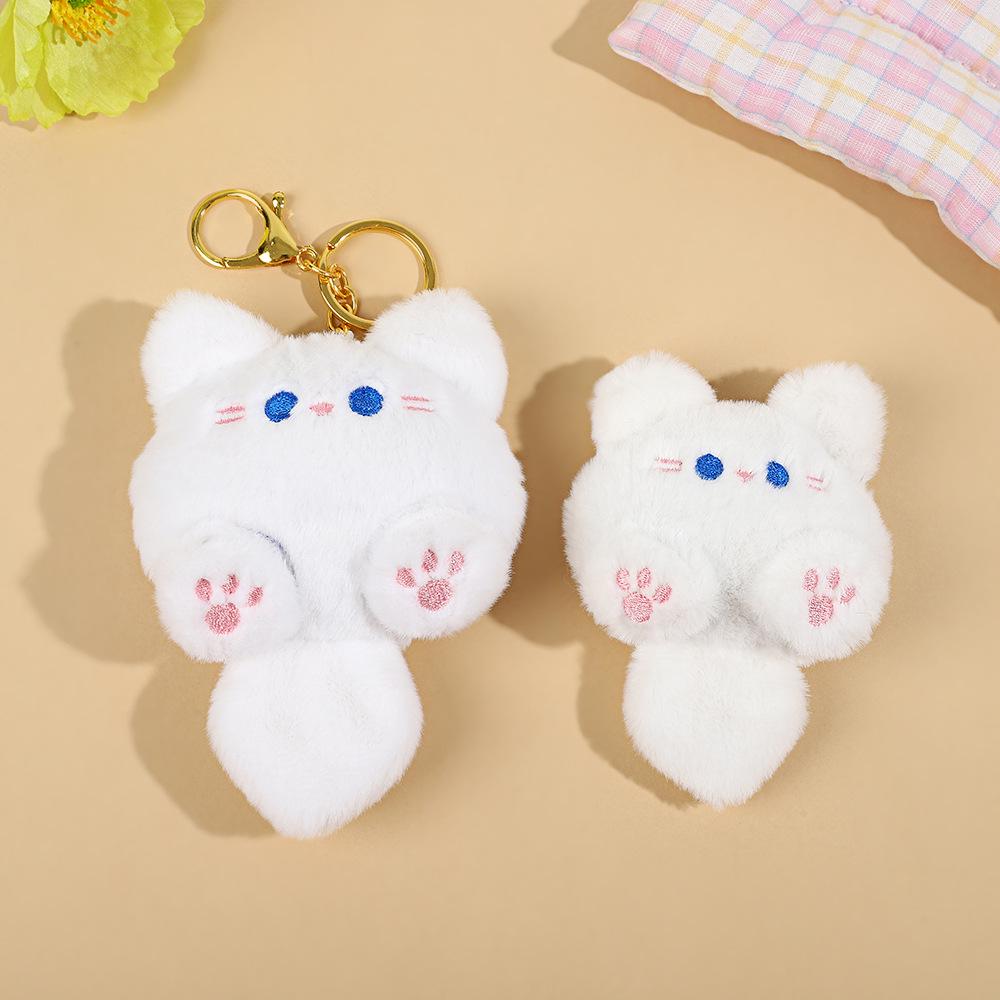 Adorable Cartoon Cat Plush Keychain - DIY Schoolbag Pendant