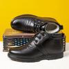 Men's Genuine Leather Winter New Wool Cotton Shoes Men's Velvet Warm High-top Casual Cotton Shoes Thick-soled Non-slip Snow Shoes