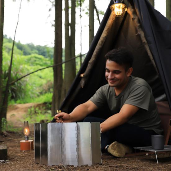 Yousheng 10-Panel Camping Stove Windshield Portable Lightweight Outdoor Hiking Picnic Metal Windproof Butane Gas Stove Burner Folding Windscreen
