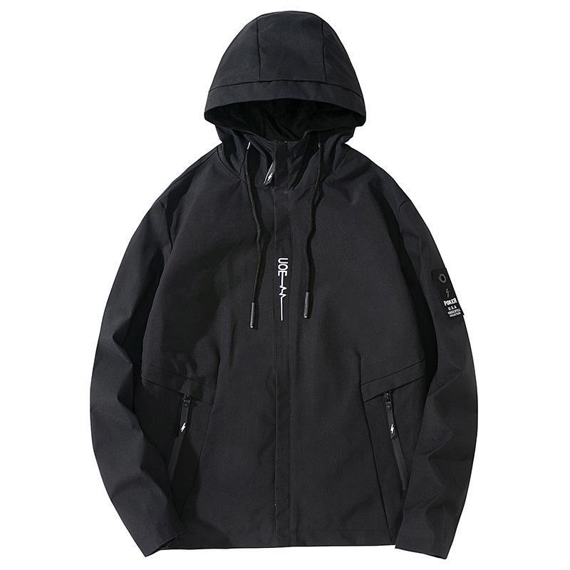 European Men's Windproof Hooded Jacket - Trendy, Simple Workwear for Outdoor Sports & Casual Wear