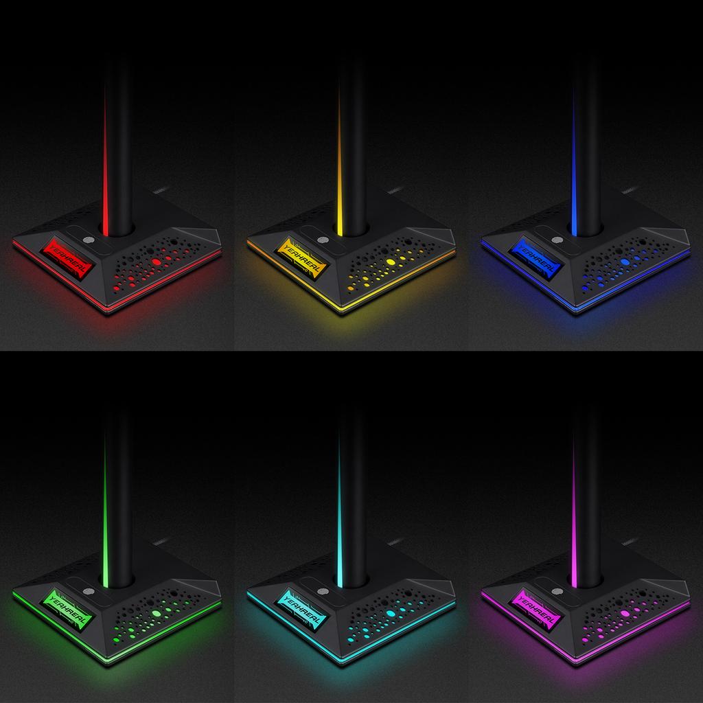 In Stock Lanxinda EB01 Gaming Headset Stand with RGB Lighting Dual USB 3.5mm Audio Interface ABS Material
