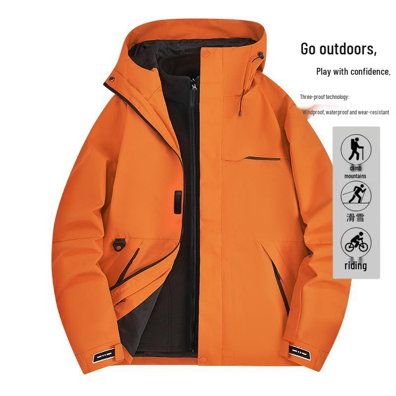 Unisex 3-in-1 Winter Jacket: Windproof, Waterproof, Detachable with Thick Fleece Liner