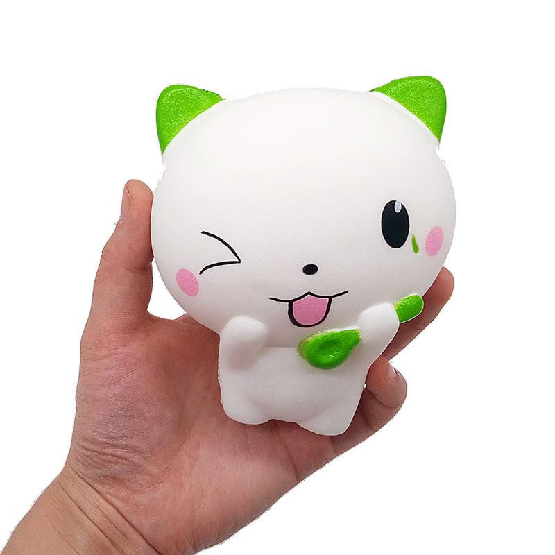 

Cute Cat Stress Relief Toy With Pu Foam Material For Office And Home Decor зелений
