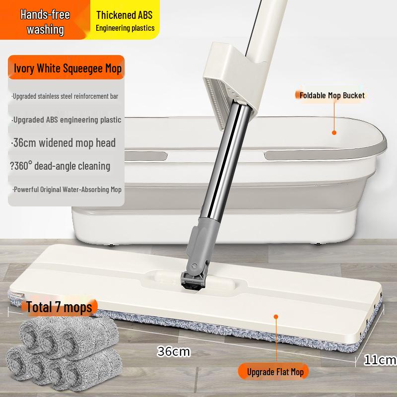Large Hands-Free Wet & Dry Flat Mop with Squeegee