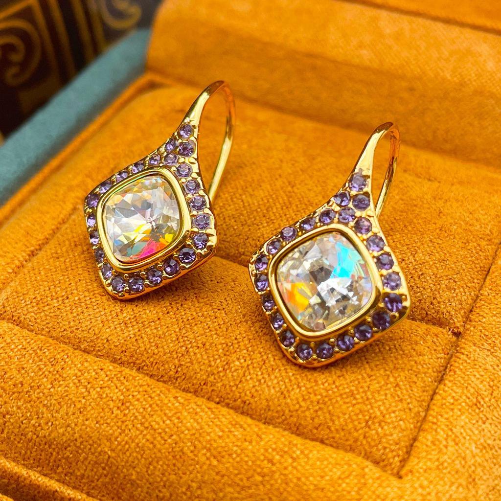 Vintage Luxury Diamond Earrings - Elegant Retro Hooks for Women