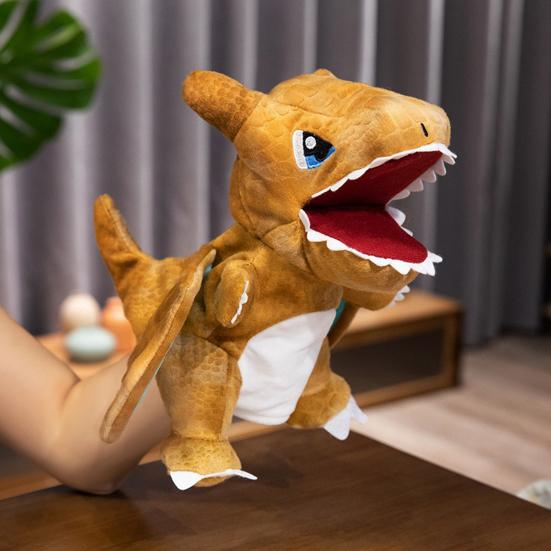 Interactive Dinosaur Hand Puppet Interactive Moving Mouth Plush Toy Educational Storytelling Prop for Kids