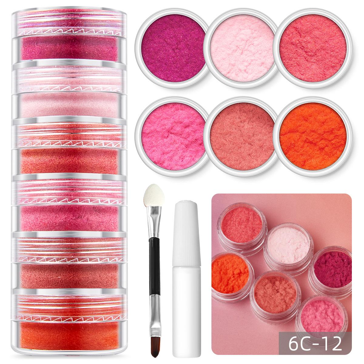 

Украшения для дизайна ногтей, разноцветные, 6 цветов, бархат, шерсть, плюш, пудра, флокированный клей, набор инструментов для самостоятельного создания украшений opp bag