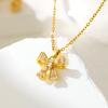 Sweet Zircon Bow Necklace - Women’s Titanium Steel Design