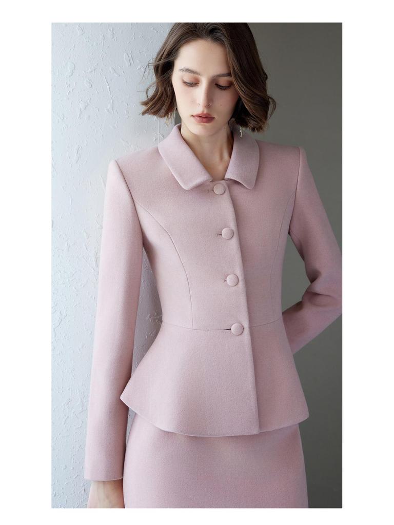 2024 Winter Pink Tweed Suit Set: Korean Drama Style Chic