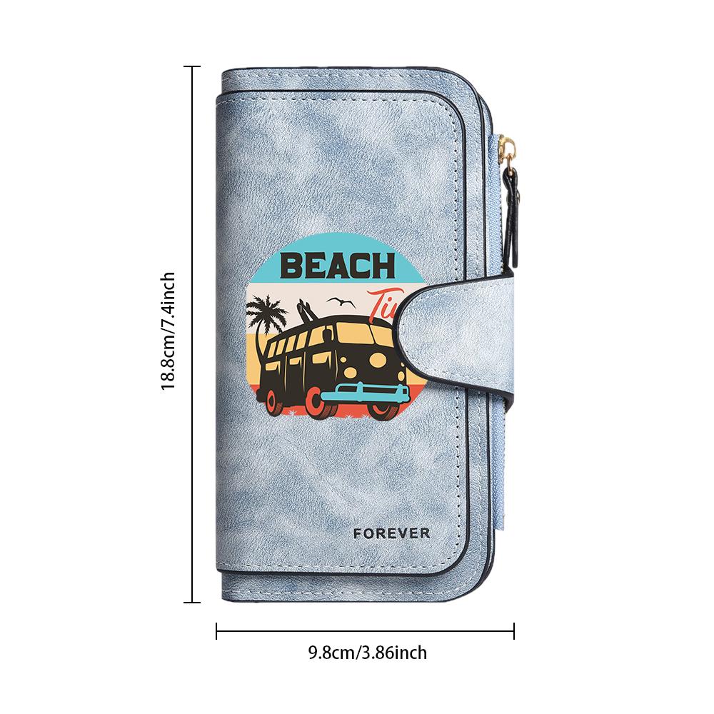 Beach Pattern Wallet Forever Retro Leisure Fashion Multi-card Slot Portable Daily Use Purse