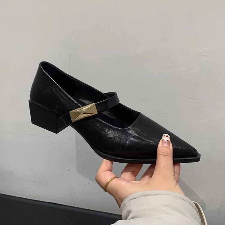 Summer New Style Square Heel Pointed Toe Shoes Women's High Heels Solid Color Sexy Fashionable Comfortable High Heels