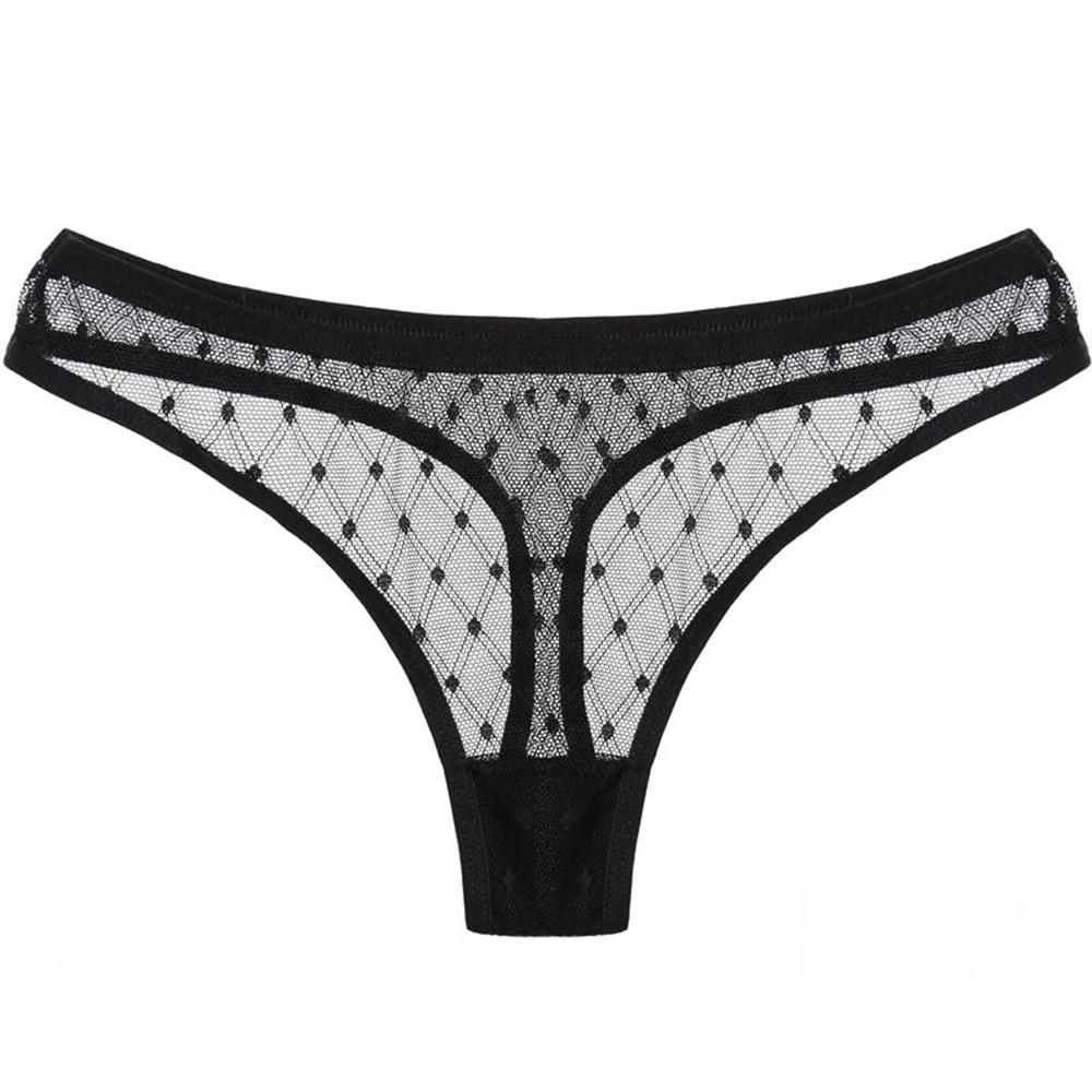 Underwear Size M-XL Low-Waist T-back Transparent Lace Briefs Lace Thongs Sexy G-string Dots Panties