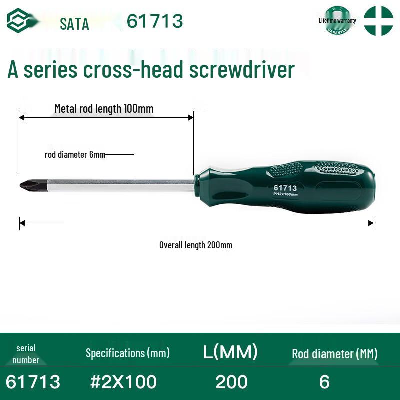 SATA 61713 A-Series Phillips Through-Tang Screwdriver