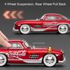 1:24 Scale 300SL 500K Vintage Car Toy Model Alloy Body Doors Opened Music Light Pull Back Vehicles Models Kids Hobby Gifts