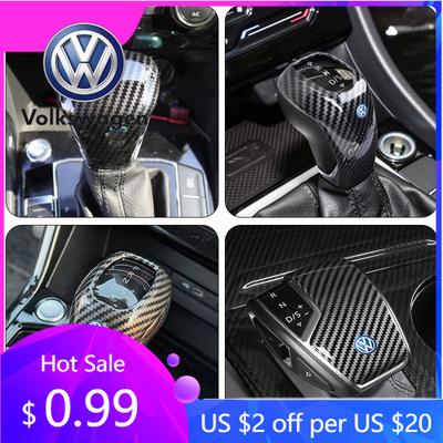 2026 Hot For Volkswagen VW Car Carbon Fiber Gear Shift Knob Handle Cover Accessories For VW Passat Sagitar Touareg GTE POLO PLUS