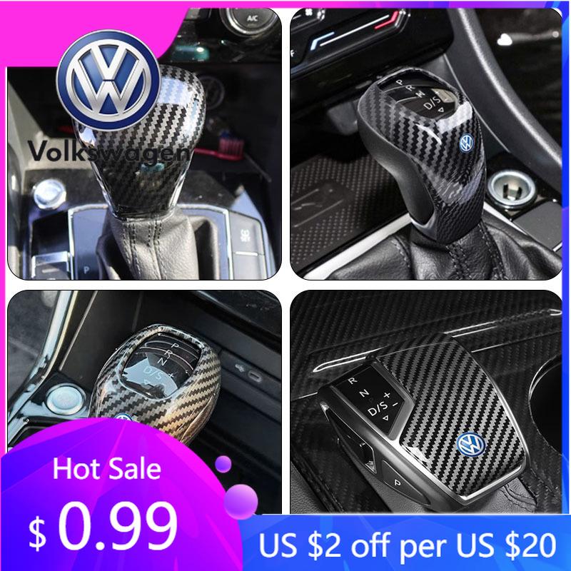 2026 Hot For Volkswagen VW Car Carbon Fiber Gear Shift Knob Handle Cover Accessories For VW Passat Sagitar Touareg GTE POLO PLUS