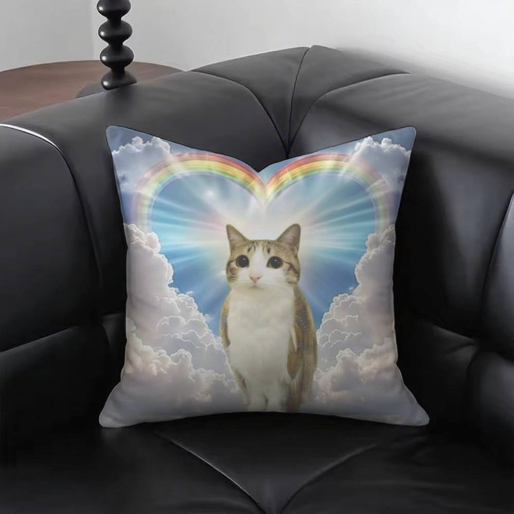 Funny Rainbow Cat Pillow Case Fashion Square Pillowcase Bedroom Sofa Room Ins Decoration Leisure