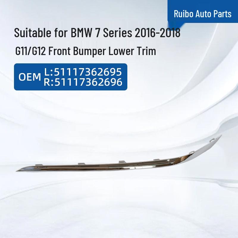 Fits BMW 7 Series G11/G12 (2016-2018) Front Bumper Lower Trim Strip Left: 51117362695 Right: 51117362696 16-18 7 Series G12 Front Bumper Lower Trim
