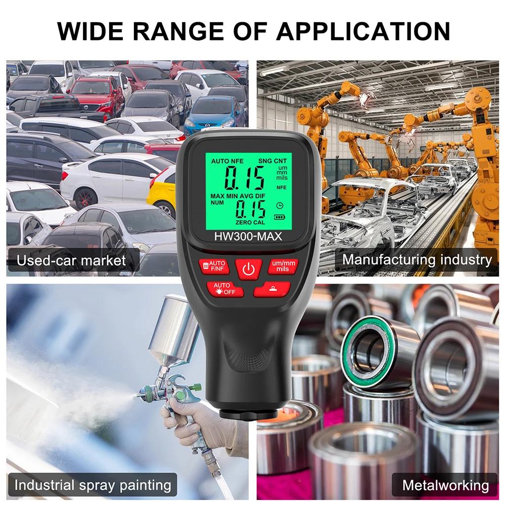 Automotive Thickness Gauge HW-300 PRO MAX Mini Car Paint Thickness Meter Electroplate Metal Coating Thickness Gauge 0-2000UM