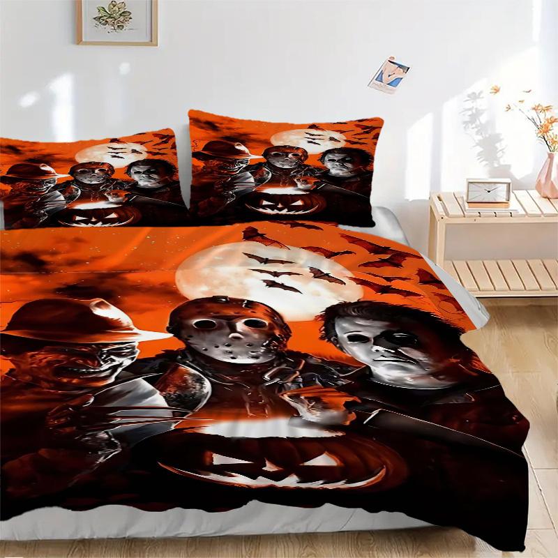 3pcs Halloween Horror Characters Comforter Set with 1 Quilt Cover and 2 Pillowcases (No Core)