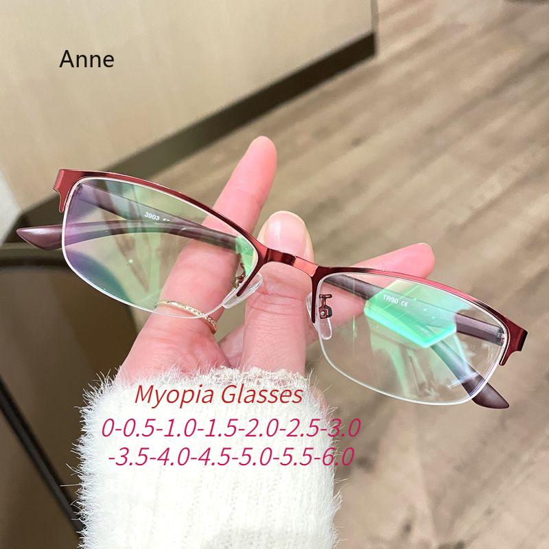 Myopia Glasses Women Fashion Glasses Metal Half Rim Oval Eyeglass Frame For Prescription Lenses Reading
